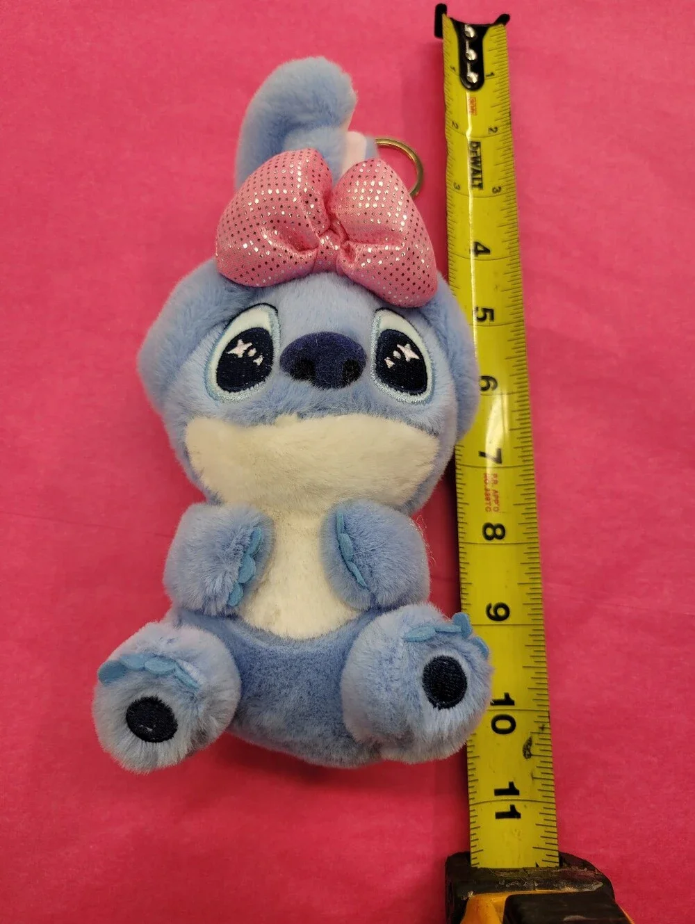 Blue Cosbi Plush Key Chain with Pink Polka Dot Bow 7